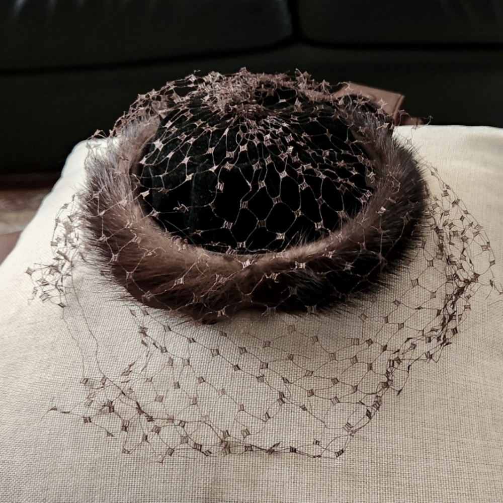 Vintage Veiled Mink Hat